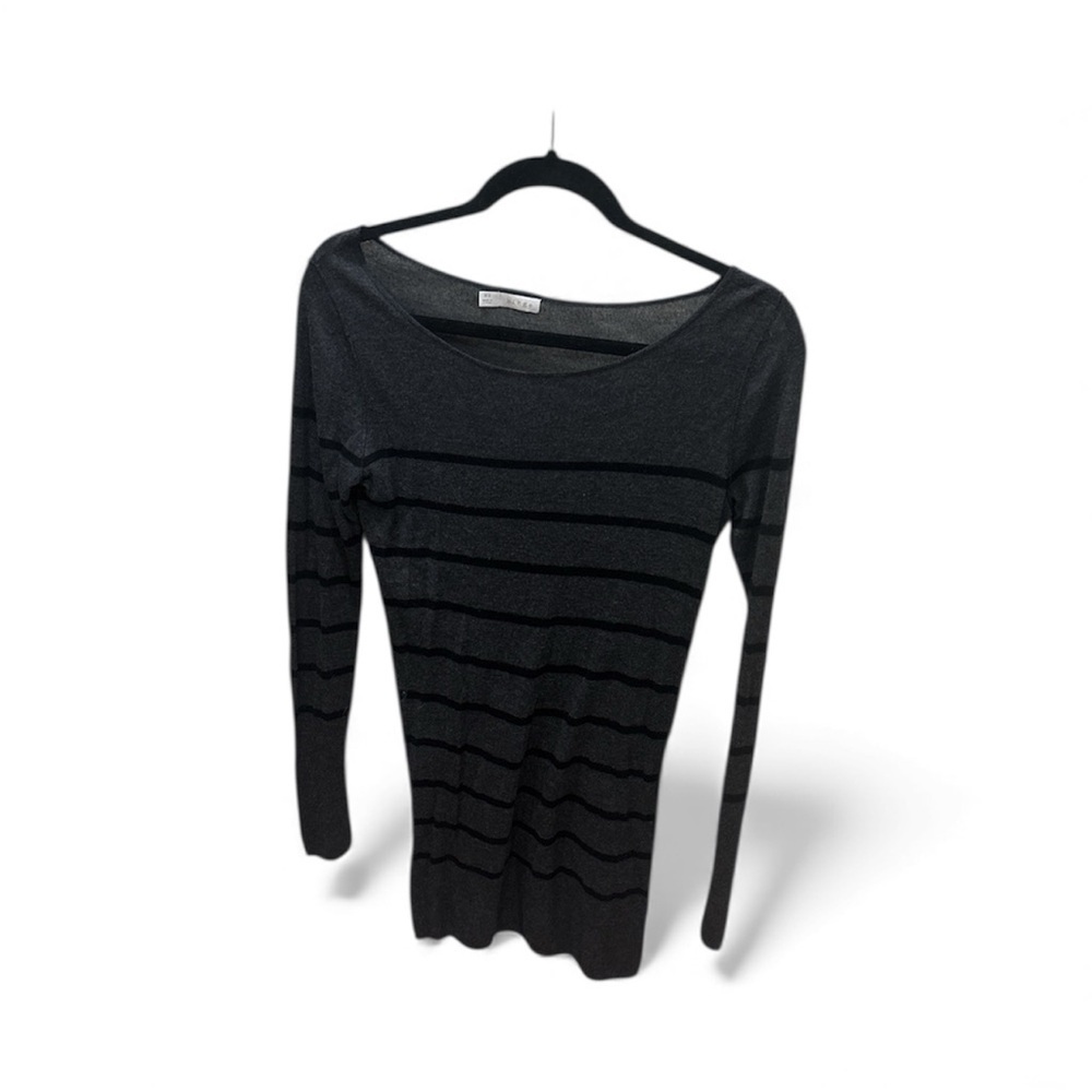 Hinge Charcoal and Black Striped Long Sleeve Sweater